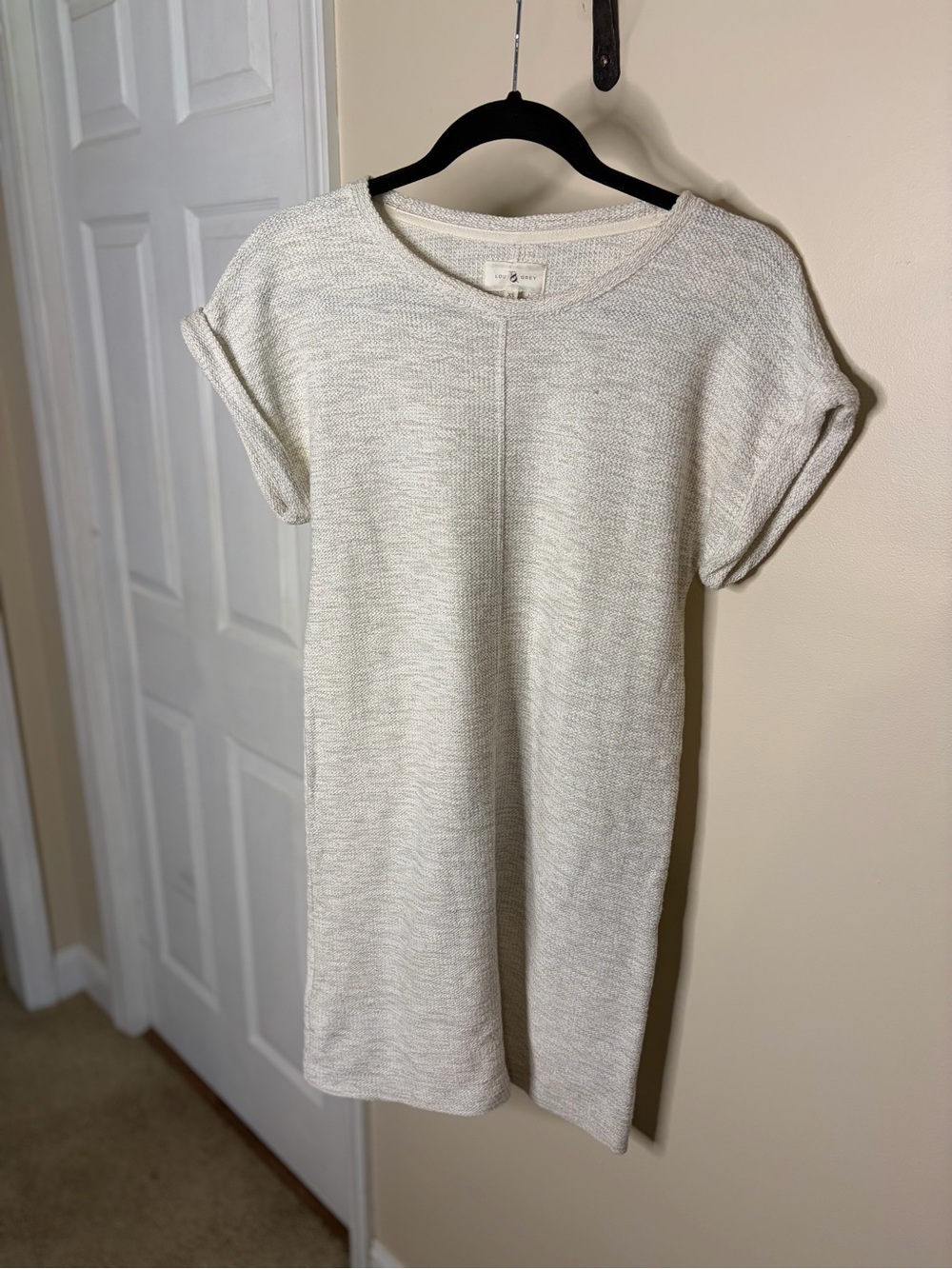 Lou & Grey Light Cream Textured Knit Tunic Dress #1157